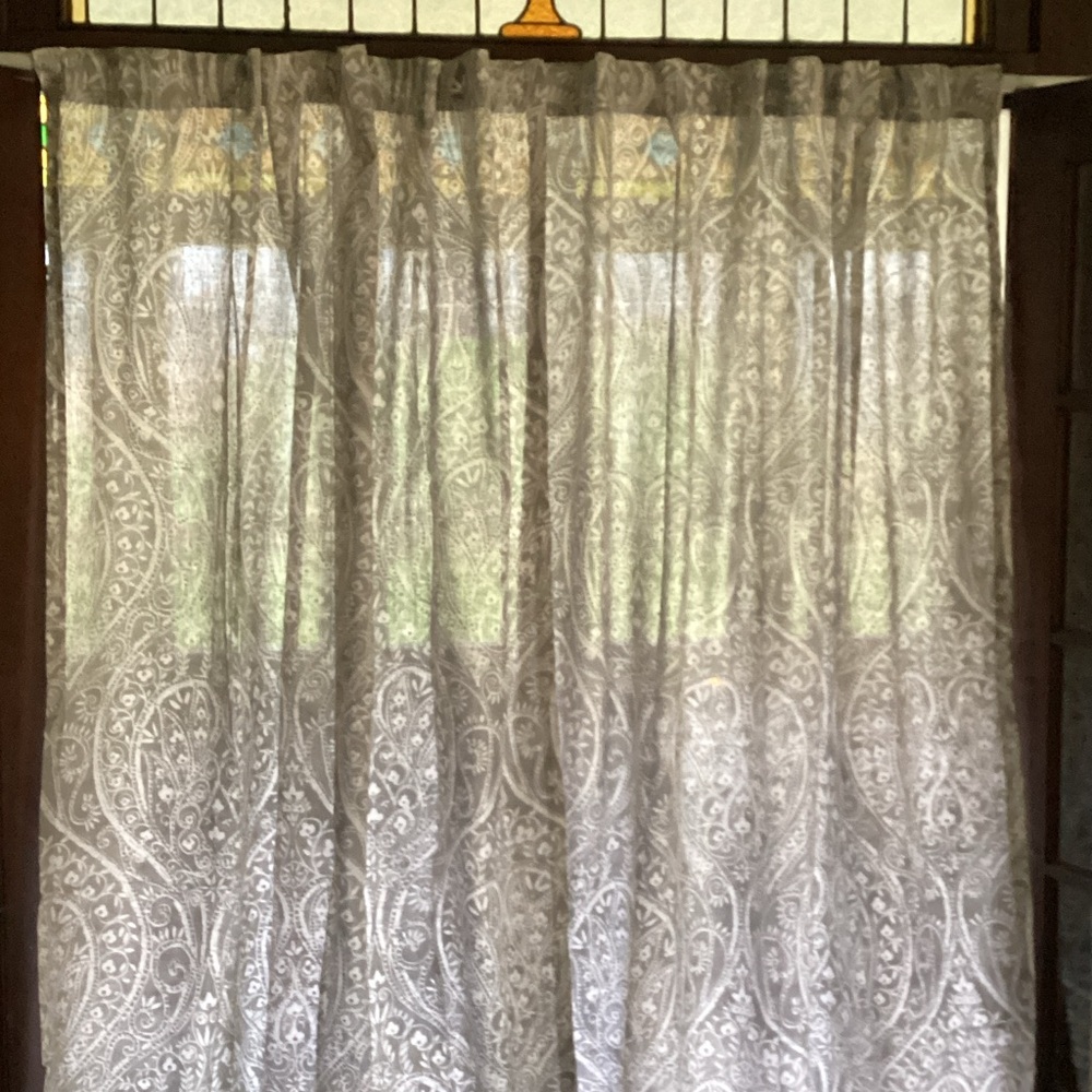 4 Panels Tahari Light Gray Paisley Curtain